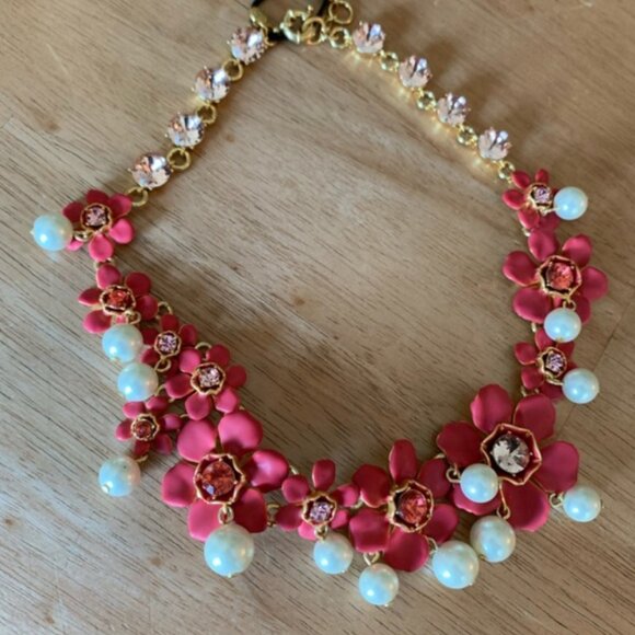 J Crew Pearl and crystal floral statement necklace - Picture 2 of 6